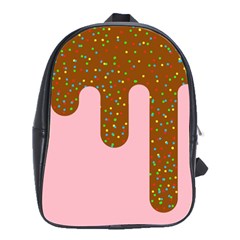 Ice Cream Dessert Food Cake Chocolate Sprinkles Sweet Colorful Drip Sauce Cute School Bag (large) by Maspions