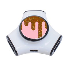 Ice Cream Dessert Food Cake Chocolate Sprinkles Sweet Colorful Drip Sauce Cute 3-port Usb Hub by Maspions