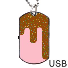 Ice Cream Dessert Food Cake Chocolate Sprinkles Sweet Colorful Drip Sauce Cute Dog Tag Usb Flash (one Side) by Maspions