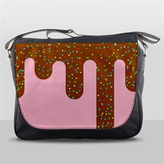 Ice Cream Dessert Food Cake Chocolate Sprinkles Sweet Colorful Drip Sauce Cute Messenger Bag by Maspions