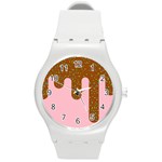 Ice Cream Dessert Food Cake Chocolate Sprinkles Sweet Colorful Drip Sauce Cute Round Plastic Sport Watch (M) Front