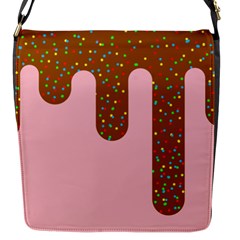 Ice Cream Dessert Food Cake Chocolate Sprinkles Sweet Colorful Drip Sauce Cute Flap Closure Messenger Bag (s) by Maspions