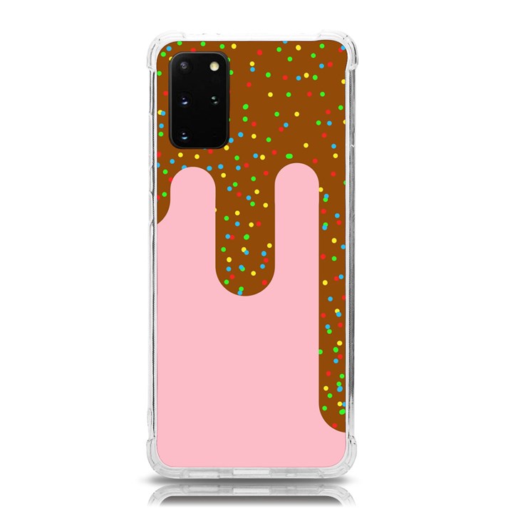 Ice Cream Dessert Food Cake Chocolate Sprinkles Sweet Colorful Drip Sauce Cute Samsung Galaxy S20Plus 6.7 Inch TPU UV Case