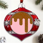 Ice Cream Dessert Food Cake Chocolate Sprinkles Sweet Colorful Drip Sauce Cute Metal Snowflake And Bell Red Ornament Front