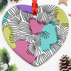 Lines Line Art Pastel Abstract Multicoloured Surfaces Art Ornament (heart)