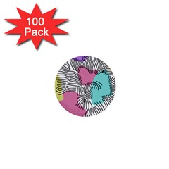 Lines Line Art Pastel Abstract Multicoloured Surfaces Art 1  Mini Buttons (100 Pack) 