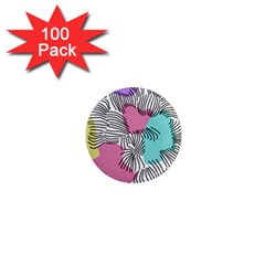 Lines Line Art Pastel Abstract Multicoloured Surfaces Art 1  Mini Magnets (100 Pack) 