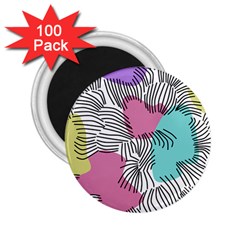 Lines Line Art Pastel Abstract Multicoloured Surfaces Art 2 25  Magnets (100 Pack) 