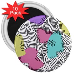 Lines Line Art Pastel Abstract Multicoloured Surfaces Art 3  Magnets (10 Pack) 