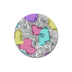 Lines Line Art Pastel Abstract Multicoloured Surfaces Art Magnet 3  (round)