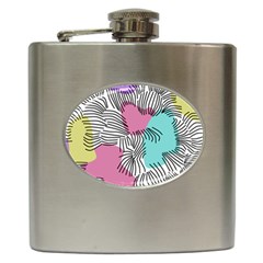 Lines Line Art Pastel Abstract Multicoloured Surfaces Art Hip Flask (6 Oz)