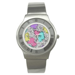 Lines Line Art Pastel Abstract Multicoloured Surfaces Art Stainless Steel Watch by Maspions