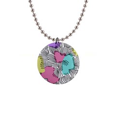 Lines Line Art Pastel Abstract Multicoloured Surfaces Art 1  Button Necklace by Maspions