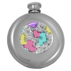 Lines Line Art Pastel Abstract Multicoloured Surfaces Art Round Hip Flask (5 Oz)