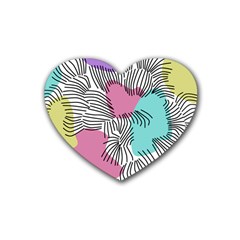 Lines Line Art Pastel Abstract Multicoloured Surfaces Art Rubber Coaster (heart) by Maspions