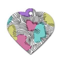 Lines Line Art Pastel Abstract Multicoloured Surfaces Art Dog Tag Heart (two Sides) by Maspions