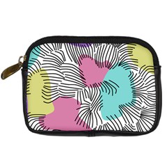 Lines Line Art Pastel Abstract Multicoloured Surfaces Art Digital Camera Leather Case by Maspions