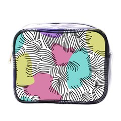 Lines Line Art Pastel Abstract Multicoloured Surfaces Art Mini Toiletries Bag (one Side)