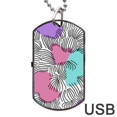 Lines Line Art Pastel Abstract Multicoloured Surfaces Art Dog Tag Usb Flash (two Sides) by Maspions