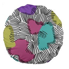 Lines Line Art Pastel Abstract Multicoloured Surfaces Art Large 18  Premium Round Cushions