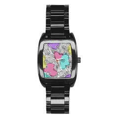 Lines Line Art Pastel Abstract Multicoloured Surfaces Art Stainless Steel Barrel Watch by Maspions