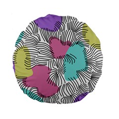 Lines Line Art Pastel Abstract Multicoloured Surfaces Art Standard 15  Premium Flano Round Cushions