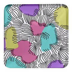 Lines Line Art Pastel Abstract Multicoloured Surfaces Art Square Glass Fridge Magnet (4 Pack)