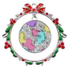 Lines Line Art Pastel Abstract Multicoloured Surfaces Art Metal X mas Wreath Ribbon Ornament