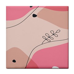 Pink Pattern Line Art Texture Minimalist Design Tile Coaster