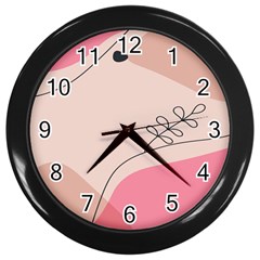 Pink Pattern Line Art Texture Minimalist Design Wall Clock (black) by Maspions