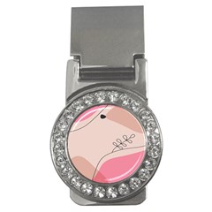 Pink Pattern Line Art Texture Minimalist Design Money Clips (cz) 