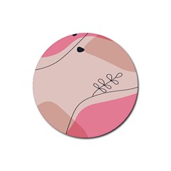 Pink Pattern Line Art Texture Minimalist Design Rubber Coaster (round)