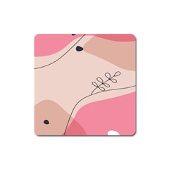 Pink Pattern Line Art Texture Minimalist Design Square Magnet by Maspions