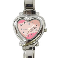 Pink Pattern Line Art Texture Minimalist Design Heart Italian Charm Watch