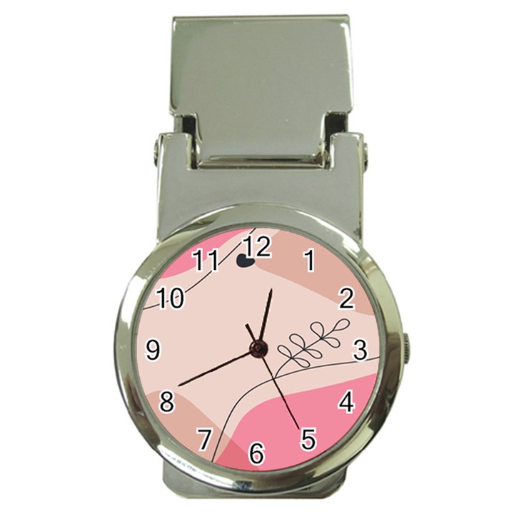 Pink Pattern Line Art Texture Minimalist Design Money Clip Watches