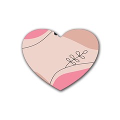 Pink Pattern Line Art Texture Minimalist Design Rubber Coaster (heart)