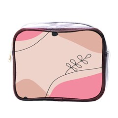 Pink Pattern Line Art Texture Minimalist Design Mini Toiletries Bag (one Side)