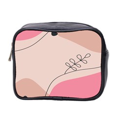 Pink Pattern Line Art Texture Minimalist Design Mini Toiletries Bag (two Sides)