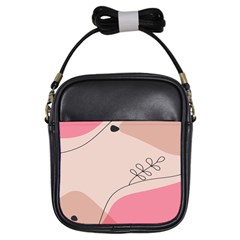 Pink Pattern Line Art Texture Minimalist Design Girls Sling Bag