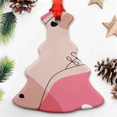 Pink Pattern Line Art Texture Minimalist Design Christmas Tree Ornament (two Sides)