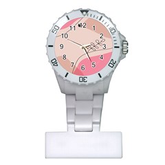 Pink Pattern Line Art Texture Minimalist Design Plastic Nurses Watch by Maspions