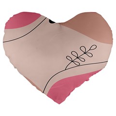 Pink Pattern Line Art Texture Minimalist Design Large 19  Premium Flano Heart Shape Cushions