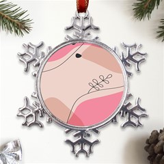 Pink Pattern Line Art Texture Minimalist Design Metal Large Snowflake Ornament by Maspions