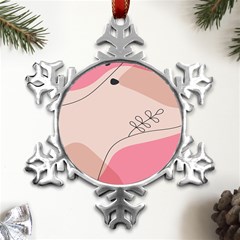 Pink Pattern Line Art Texture Minimalist Design Metal Small Snowflake Ornament by Maspions