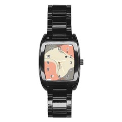 Pattern Line Art Texture Minimalist Design Stainless Steel Barrel Watch