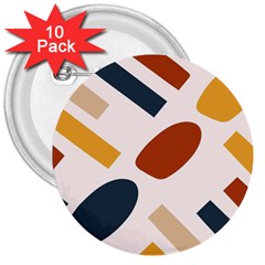 Boho Bohemian Style Design Minimalist Aesthetic Pattern Art Shapes Lines 3  Buttons (10 Pack) 