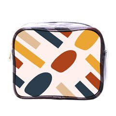 Boho Bohemian Style Design Minimalist Aesthetic Pattern Art Shapes Lines Mini Toiletries Bag (one Side)