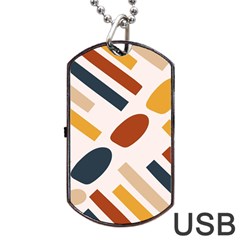 Boho Bohemian Style Design Minimalist Aesthetic Pattern Art Shapes Lines Dog Tag Usb Flash (one Side)