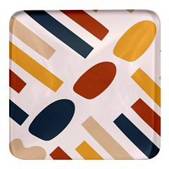 Boho Bohemian Style Design Minimalist Aesthetic Pattern Art Shapes Lines Square Glass Fridge Magnet (4 Pack)