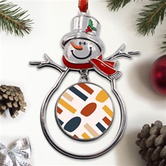 Boho Bohemian Style Design Minimalist Aesthetic Pattern Art Shapes Lines Metal Snowman Ornament